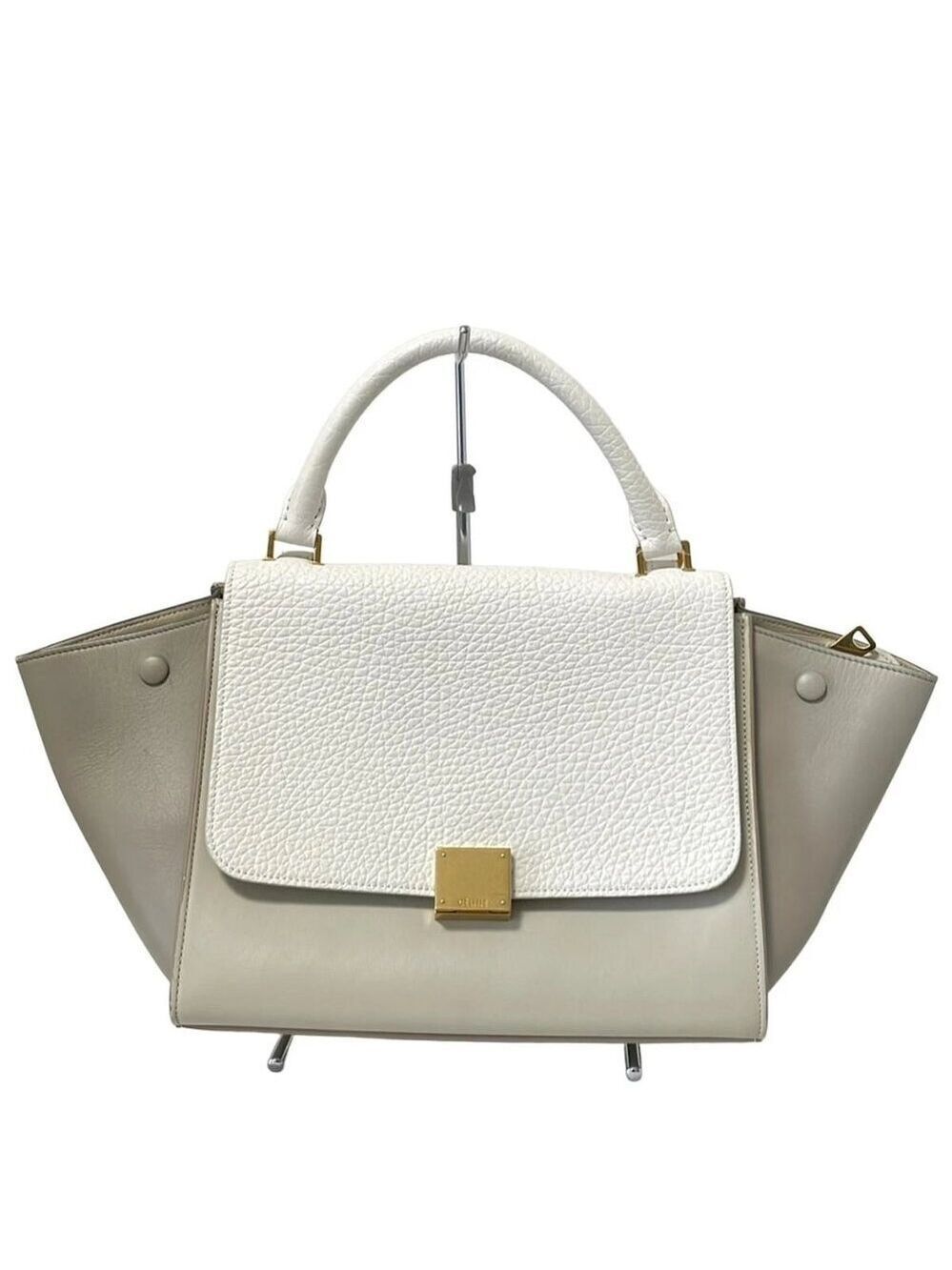 CELINE Trapeze Small - Beige White Leather Handbag 449-070725